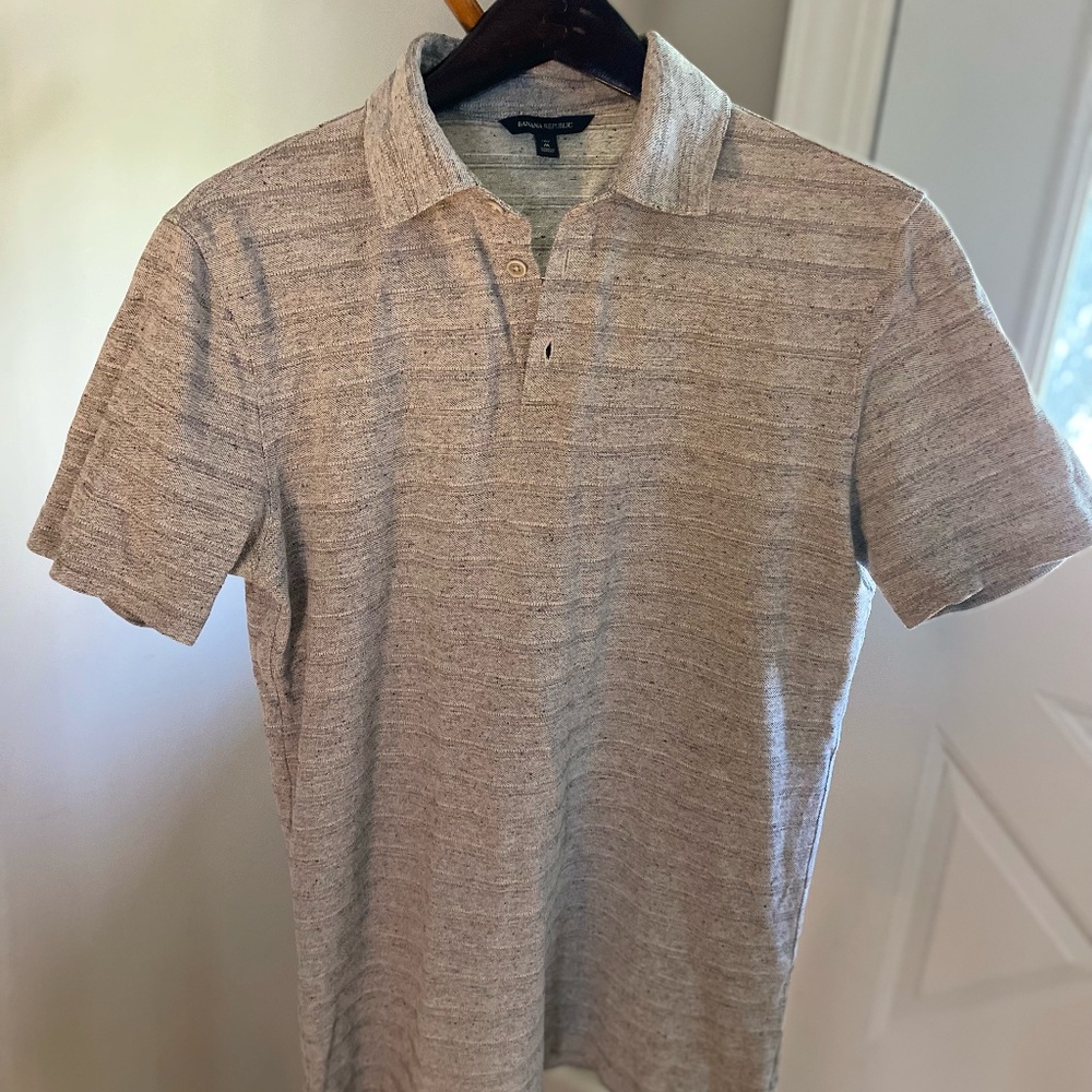 Banana Republic Shadow Strip Polo Medium Tall